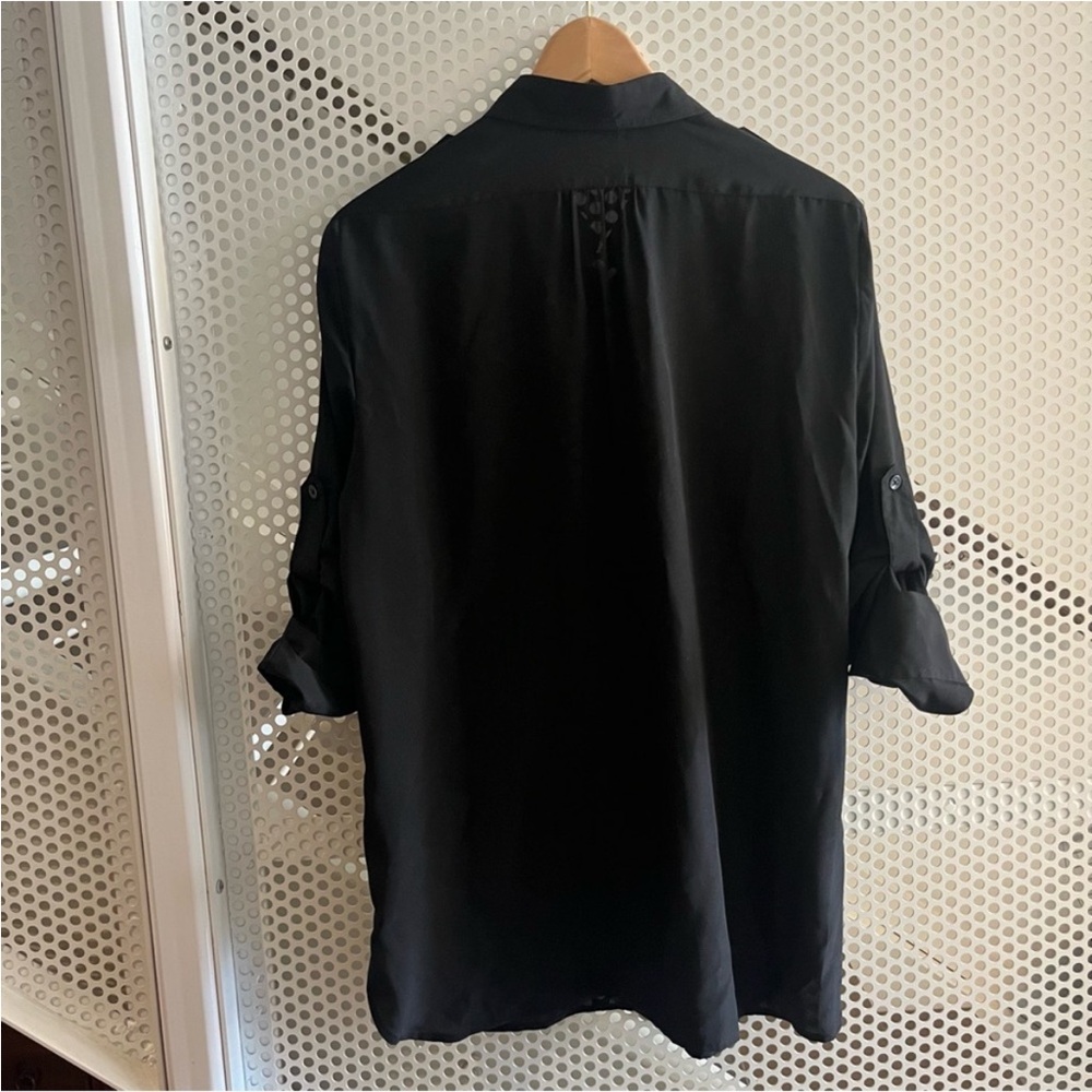 Dkny Button Down Collared Shirt Roll Tab Sleeves … - image 2